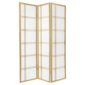 6 ft. Tall Double Cross Shoji Screen - Special Edition - Gold (3 Panels)