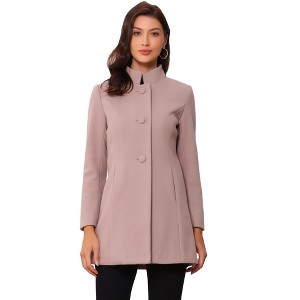 INSPIRE CHIC Women's Winter Stand Collar Single Breasted Mid-thigh Long Overcoat - 1 of 4
