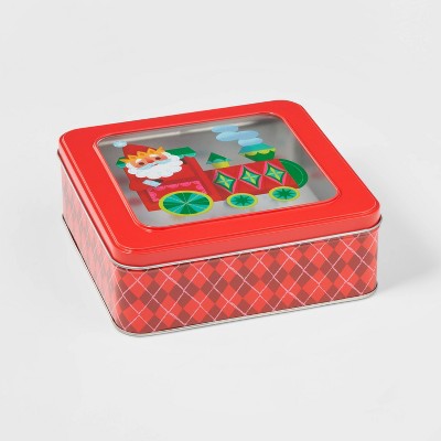 Square Window Santa on a Train Cookie Tin - Wondershop™