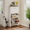 MOEPISY Shoe Storage Cabinet with 3 Flip Drawers&1 Drawer, Slim Freestanding Storage Racks, white/Walnut - 2 of 4