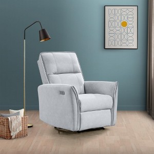 Suede Mid-Century Modern Recliner Chair, Manual Push-Button, High-Back Lounge Chair - 1 of 4