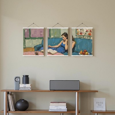 Minimalist Triple Black Hanging Pole Art, 30x40cm, for Home Decorative Hanging Painting