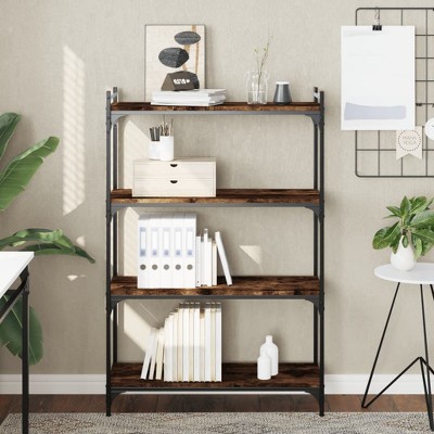 vidaXL Bookcase 4-Tier Smoked Oak 31.5 in.x11.8 in.x47.2 in. Engineered Wood