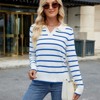 Women's Fall Casual Striped Long Sleeve Knit Sweater Top Label Fashion Shirt - 4 of 4