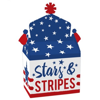 Big Dot of Happiness Stars & Stripes - Treat Box Party Favors - Memorial Day, 4th of July and Labor Day Patriotic Party Goodie Gable Boxes - Set of 12