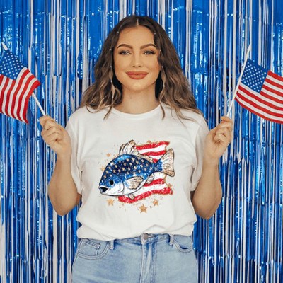 Simply Sage Market Patriotic Fish Short Sleeve Tee