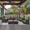 POCASSY 7-Piece Outdoor Furniture Set with Propane Fire Pit Table, Outdoor Living Set with All-Weather Brown Wicker Sectional Sofa and Swivel Chair - 2 of 4