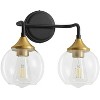POWLIG 14.17-in 2-Light Black Gold Modern Dimmable Bathroom Vanity Light with Clear Glass Shade - 2 of 4