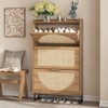 Large Rattan Shoe Storage Cabinet with 4 Flip Drawers - 2 of 4