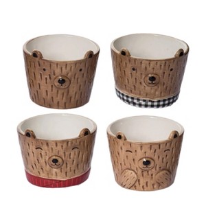 Transpac Ceramic Holiday Lodge Bear Ramekin Set of 4 Christmas Home Decorations - 1 of 1