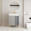 Whisen 21.6" Freestanding Bathroom Vanity with Ceramic Sink with Soft-Close Wave-Pattern Door and Open Left Side Storage - 3 of 4