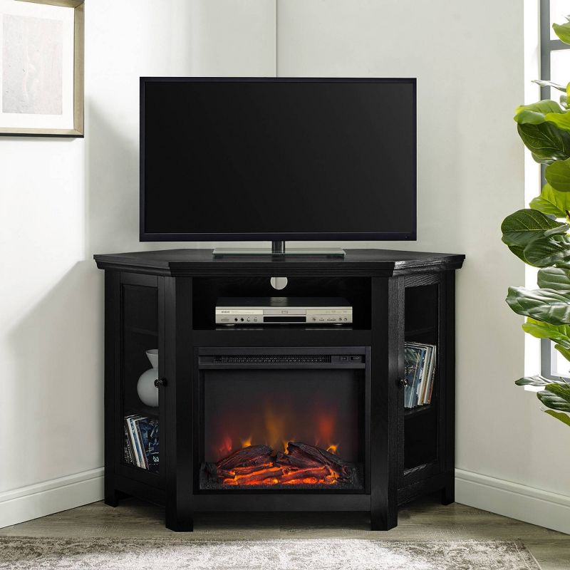 Glass Door Electric Fireplace Corner TV Stand for TVs up to 50" - Saracina Home, 5 of 12