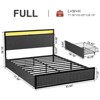 Hausource Full/Queen/King Size Upholstered Bed Frame with LED Headboard, 2 Drawers, Charging Station - 2 of 4