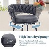 DYHOME Swivel Bar Stools Set of 2, 24" Counter Height Kitchen Stools with Back, Suede & Woven Backrest, 360° Roating Metal Frame Barstools - 4 of 4