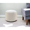 HomeRoots 18" White Jute Blend Round Geometric Pouf Ottoman - 2 of 4