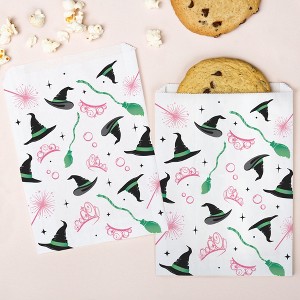 Big Dot of Happiness Witch Paper Treat Bags, Birthday or Halloween Individual Candy Snack Favors, Greaseproof White Sandwich Cookie Bags - 25 Count - 1 of 4