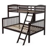 Costway Twin over Full Bunk Bed Rubber Wood Convertible with Ladder Guardrail - 2 of 4