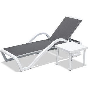 Sevobal Patio Chaise Lounges Adjustable Pool Lounge Chairs with Arm, Poolside Beach Chairs for Outdoor Garden Lawn, Gray, 67.06"*27.07"*37.18" - 1 of 4