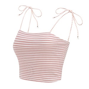 Allegra K Women's Tie Spaghetti Straps Sleeveless Summer Crop Cami Top - 1 of 4