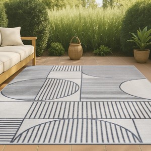 JONATHAN Y Arielle Mid-Century Modern Geometric Lines Reversible Machine-Washable Indoor/Outdoor Area Rug - 1 of 4