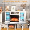 59 in 3 Sided Glass Fireplace TV Stand for TVs Up to 65" Rustic Media Console with LED Lights Glass Door Storage Distressed White Entertainment Center - 3 of 4