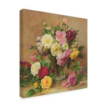 Trademark Fine Art -Albert Williams 'Old Fashioned Victorian Roses' Canvas Art