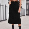 Workwear Washed Denim Mid-Length Skirt For Women With Zipper Pocket - 2 of 4