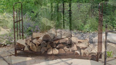 Bronze 6-Foot Steel Firewood Log Rack with Decorative Details