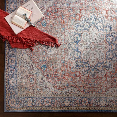 Colin Blue Medallion Chenille 2'7"x10' Machine Washable Runner Rug