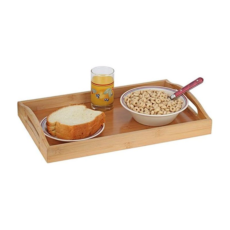 Bamboo Serving Tray with Handles - Serving platters Great for Tea Tray, Dinner - Wooden Tray with Handles - Coffee Table Tray for Breakfast HomeItUsa, 5 of 6