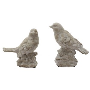 SEVOBAL Party Decorations and Accessories Set of 2 Skye Watchful Birds Concrete Statues for Home Decor, Antique Gray, 13"*9"*6" - 1 of 4