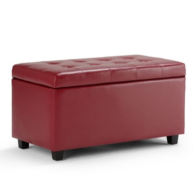 CAVINAS Faux Leather Storage Ottoman Bench,Upholstered Ottoman with Tufted Diamond Detail for Living Room,Bedroom
