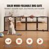 VEVOR Free Standing Dog Gate, 32" H x 96.5" W Freestanding Pet Gate, 4 Panels Foldable Dog Gate,Expandable Dog Barrier with Silent Foot Support ,Brown - 3 of 4