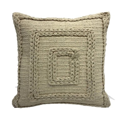 22"x22" Oversize Cubical Square Throw Pillow Ivory - SAATVIK