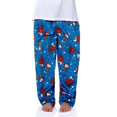 Seven Times Six Peanuts Snoopy Doghouse Christmas Lights Plush Fleece Men's Pajama Pants