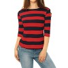 INSPIRE CHIC Women's Stripes Casual Basic Elbow Sleeves Boat Neck Slim Fit T-Shirts - 3 of 4