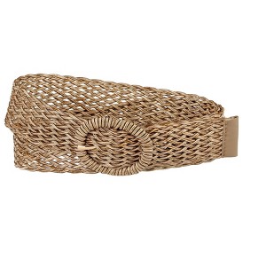 INSPIRE CHIC Women's Skinny Dress Round Metal Buckle Adjustable Braided Waist Belts - 1 of 4