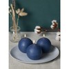 Set of 3 Round Teal Candles - 3 inch Sphere Candles for Wedding & Home Decor - Unscented Long Burning - 4 of 4