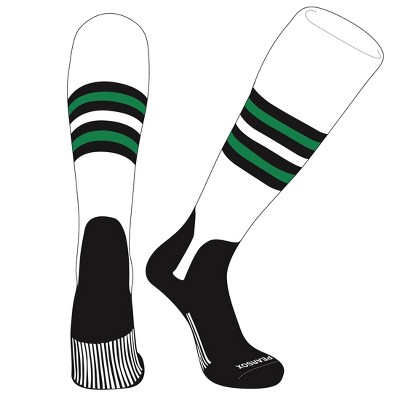 PEAR SOX OTC Baseball Softball Stirrup Socks (F, 5in) White, Black, Kelly Green, Blk