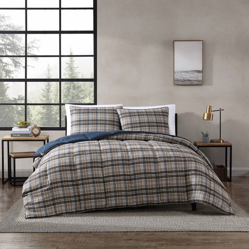 Eddie Bauer 2pc Twin Rugged Plaid Comforter Set Brown Microfiber Machine Washable Oeko tex Certified Target