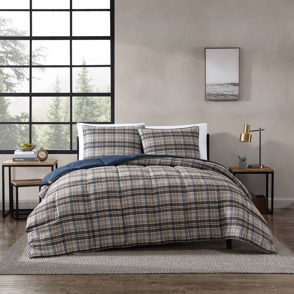 Photos - Bed Linen Eddie Bauer 3pc Full/Queen Rugged Plaid Comforter Set Brown 