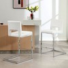 26" Bar Stools - Modern PU Leather/Velvet Barstools with Hollow Back, H Upholstered Armless Kitchen Island Stools with Chrome Metal Frame - 2 of 4