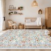 Floral Washable Area Rug Vintage Large Rugs for Living Room Soft Non-Slip Carpet - 3 of 4