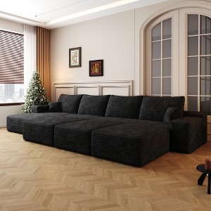 Whisen Convertible Sleeper Sofa Bed, Plush Corduroy Fabric, Back Support with Pillow - 1 of 4