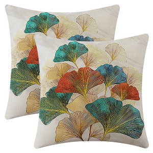 REGALWOVEN Ginkgo Leaf Pattern Boho Throw Pillow Covers for Couch Bed Living Room Home Decor 18 x 18 Inch 2 Pcs - 1 of 4