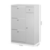 RISOKEYS Freestanding Tipping Bucket Shoe Rack Organizer with 3 Flip Drawers,Entryway Narrow Shoe Storage with Adjustable Storage Shelf, White - 3 of 4