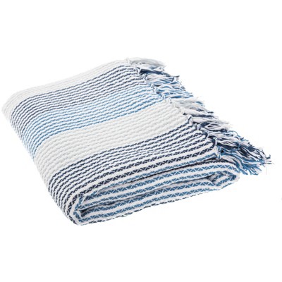 Brenton Fringe Throw Blanket - Blue/White - 50" x 60" - Safavieh