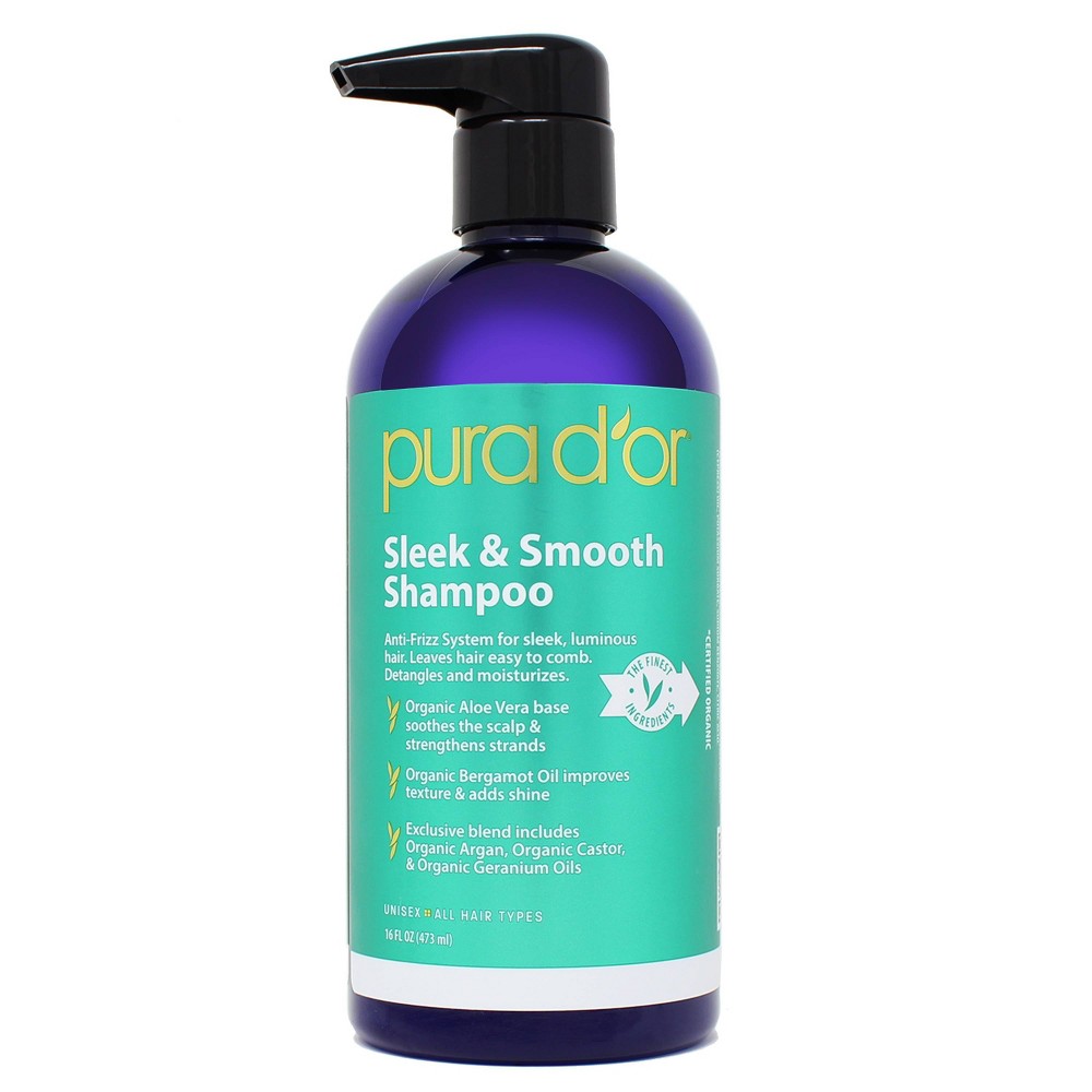 Photos - Hair Product Pura Dor Pura d'or Sleek & Smooth Shampoo - 16 fl oz 