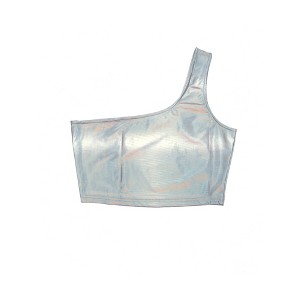 INSPIRE CHIC Women's Metallic Cropped One-Shoulder Party Cropped Holographic Tank Tops - 1 of 4