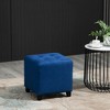 Tufted Ottoman Linen-Touch Fabric Upholstered Footrest Stool with Anti-Slip Pads - 2 of 4